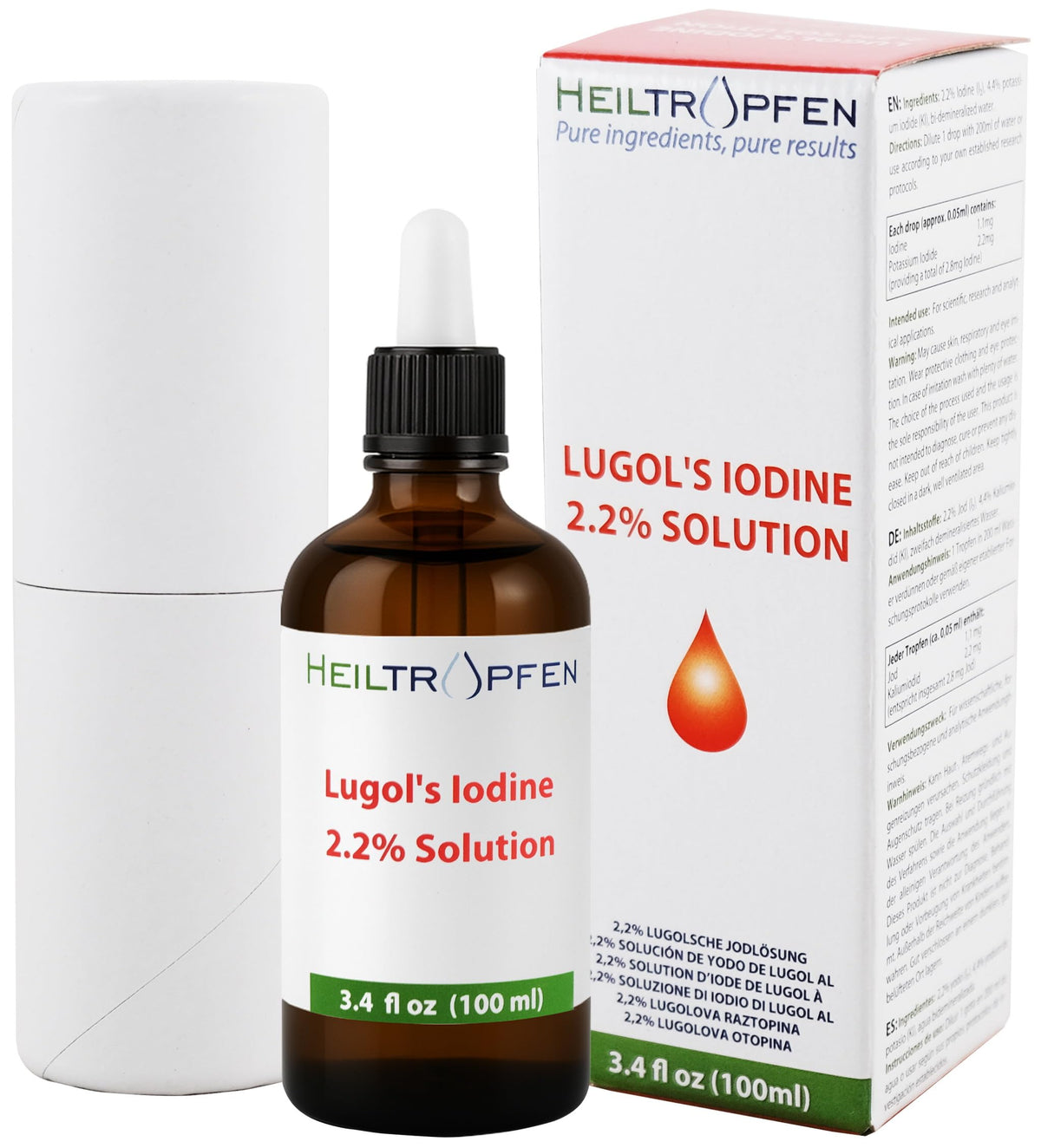 Heiltropfen Iodine Supplement 100ml front view with glass pipette