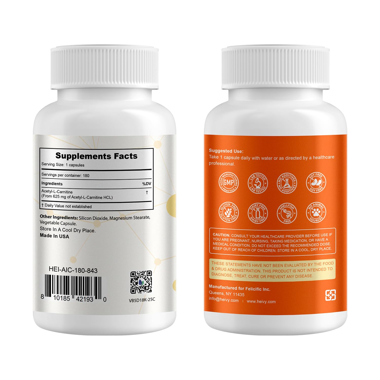Heivy Acetyl L-Carnitine bottle side view