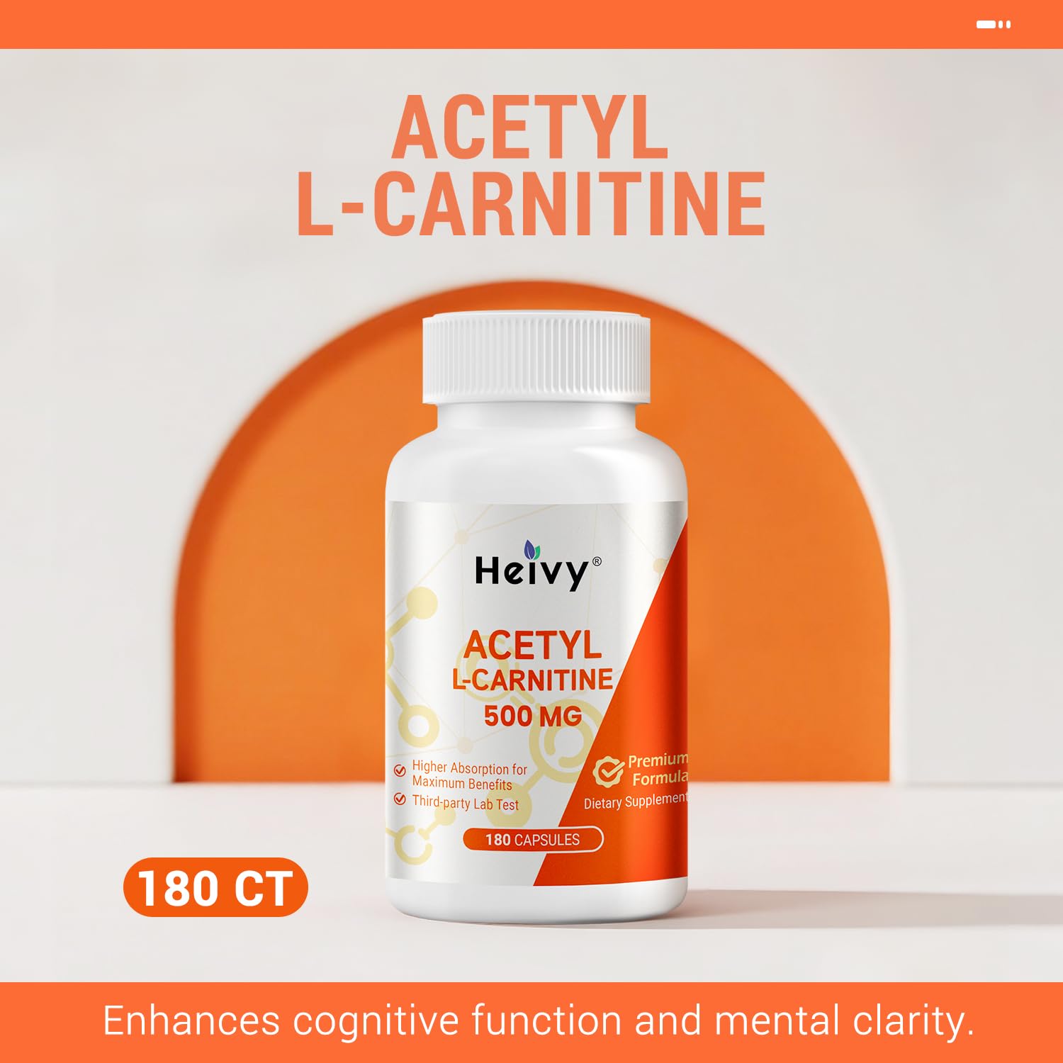 Heivy Acetyl L-Carnitine capsules in a hand