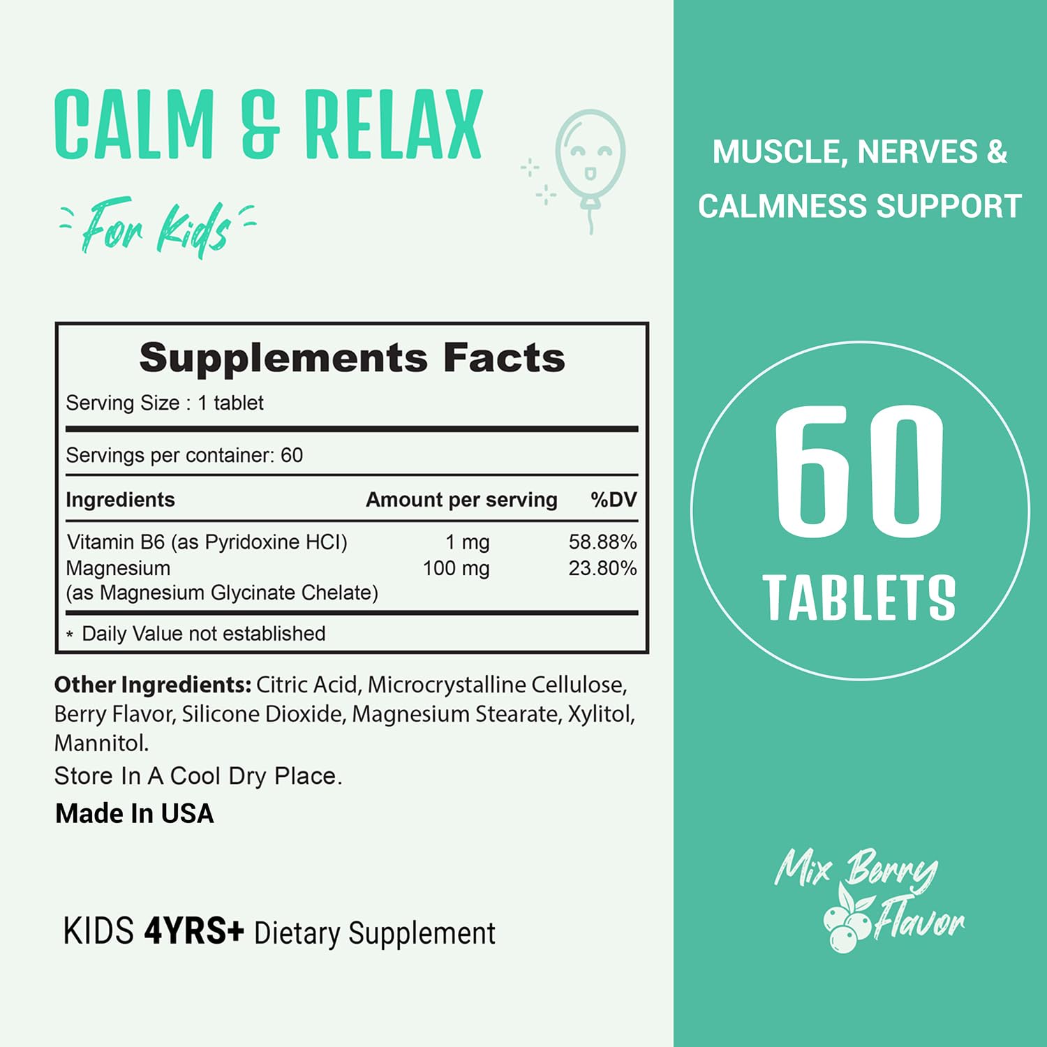 Heivy Calm & daily wellness Tablets ingredients list on the bottle