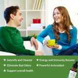 Heivy Chlorophyll Liquid Drops 57g bottle with a glass of water
