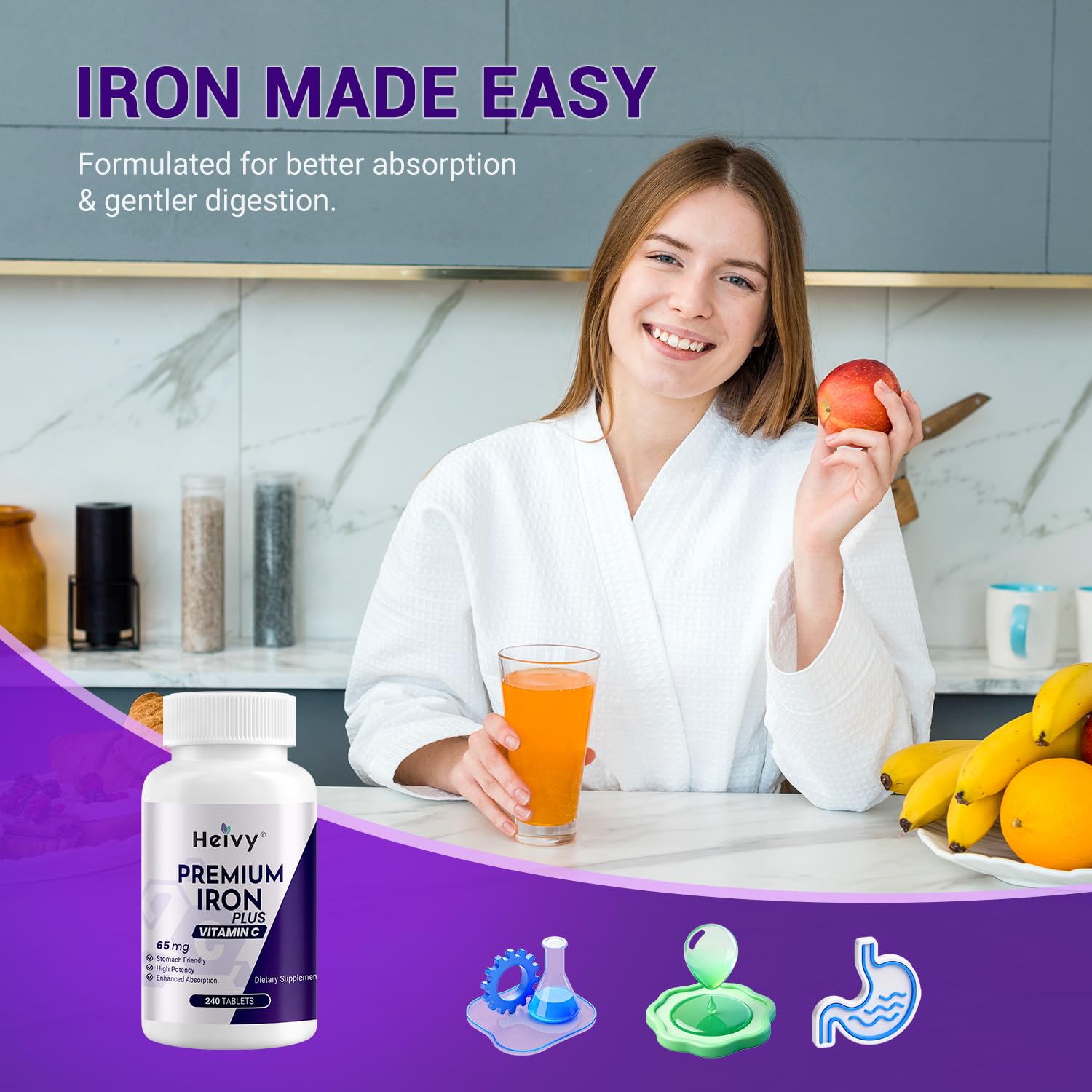 Heivy High-Potency Iron Supplement 325mg nutritional information