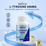 Heivy L-Tyrosine 500mg supplement bottle side view