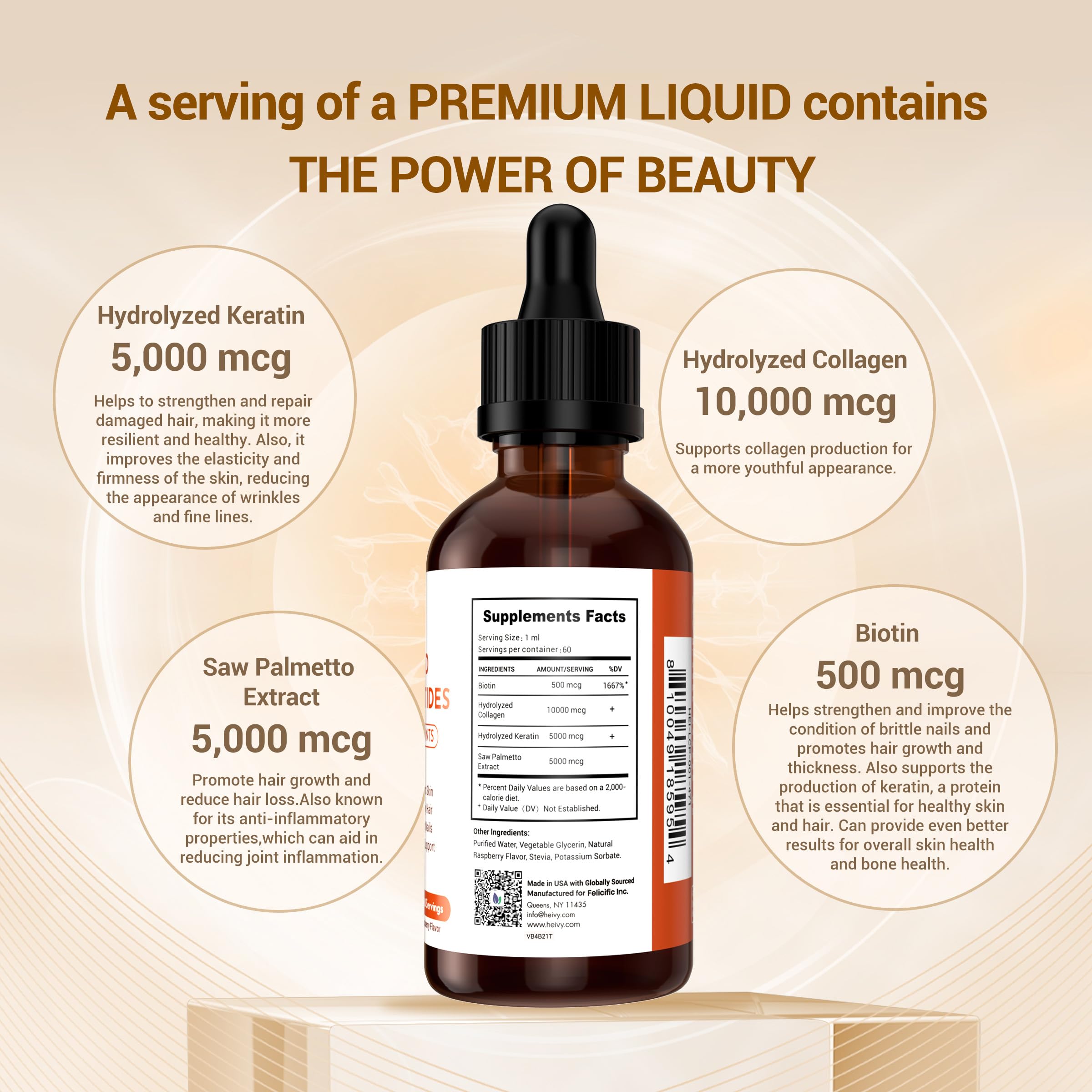 Heivy Liquid Collagen 60ml bottle back view