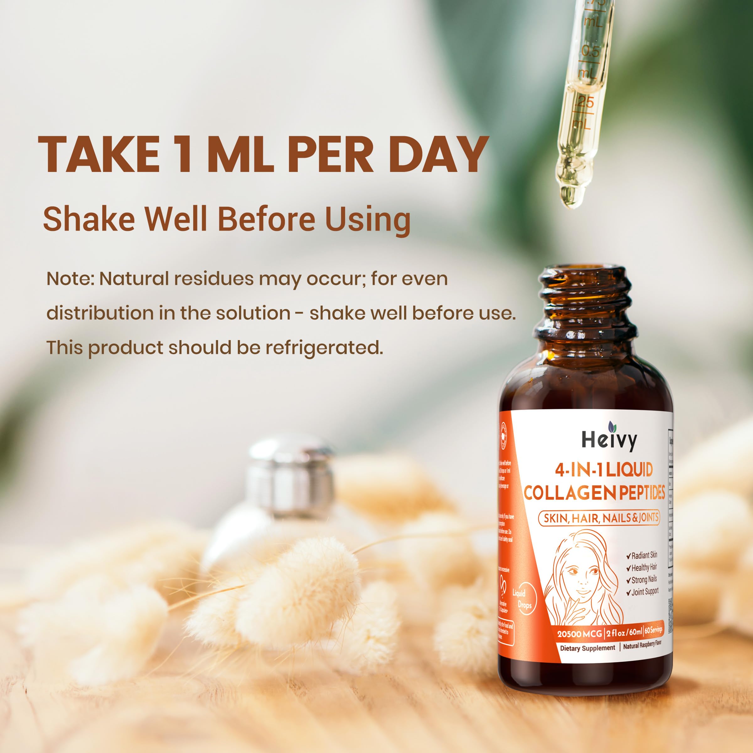 Heivy Liquid Collagen 60ml bottle with raspberry flavour