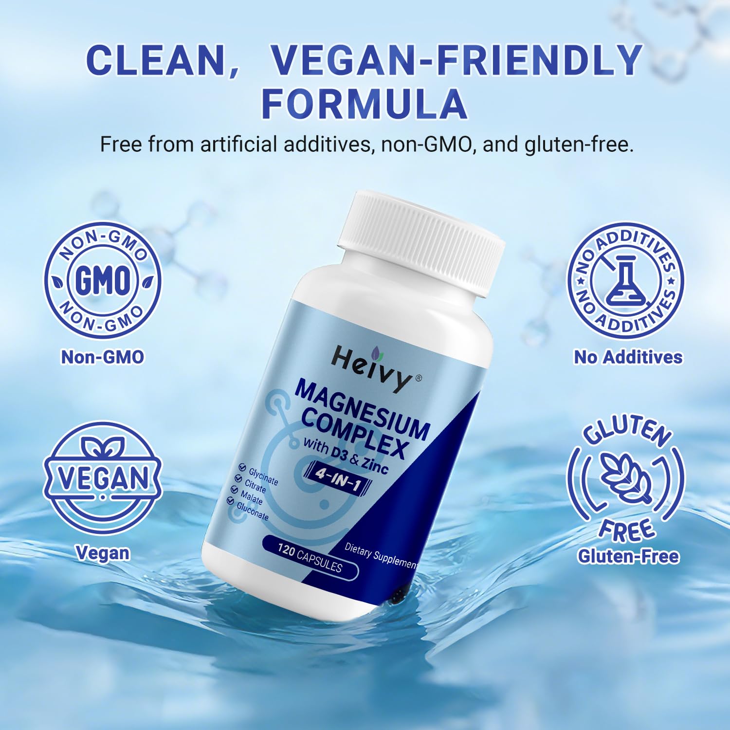Heivy Magnesium Complex capsules in hand