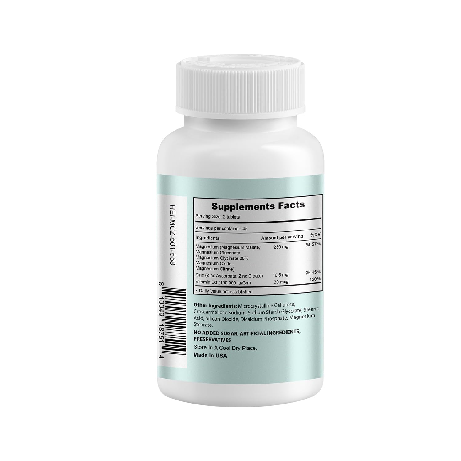 Heivy Magnesium Complex Capsules showing the side view