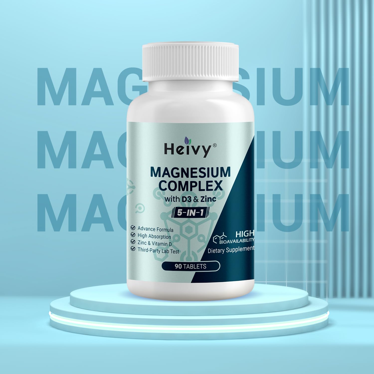 Heivy Magnesium Complex Capsules with a measuring spoon
