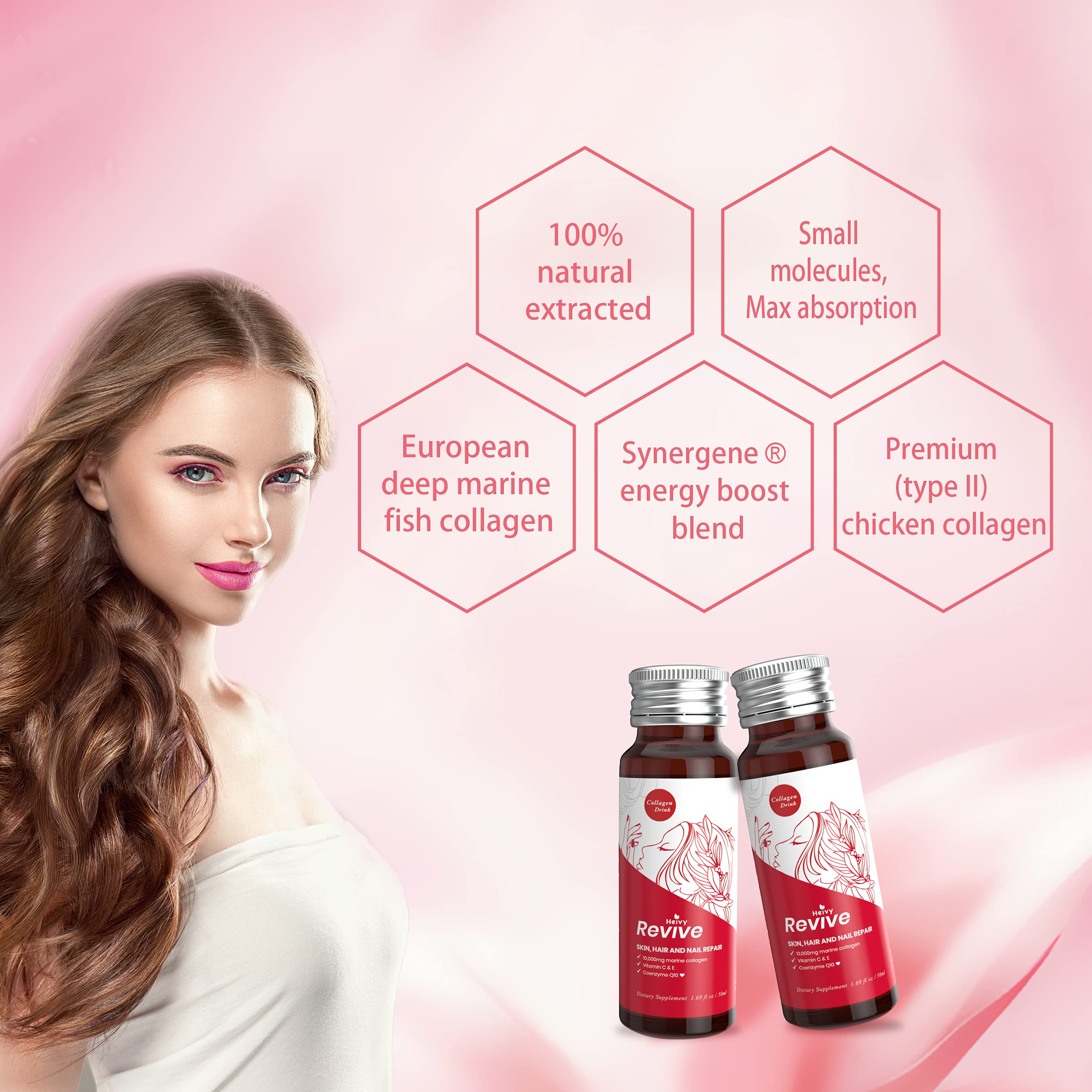 Heivy Marine Collagen Liquid Supplement with a glass of water