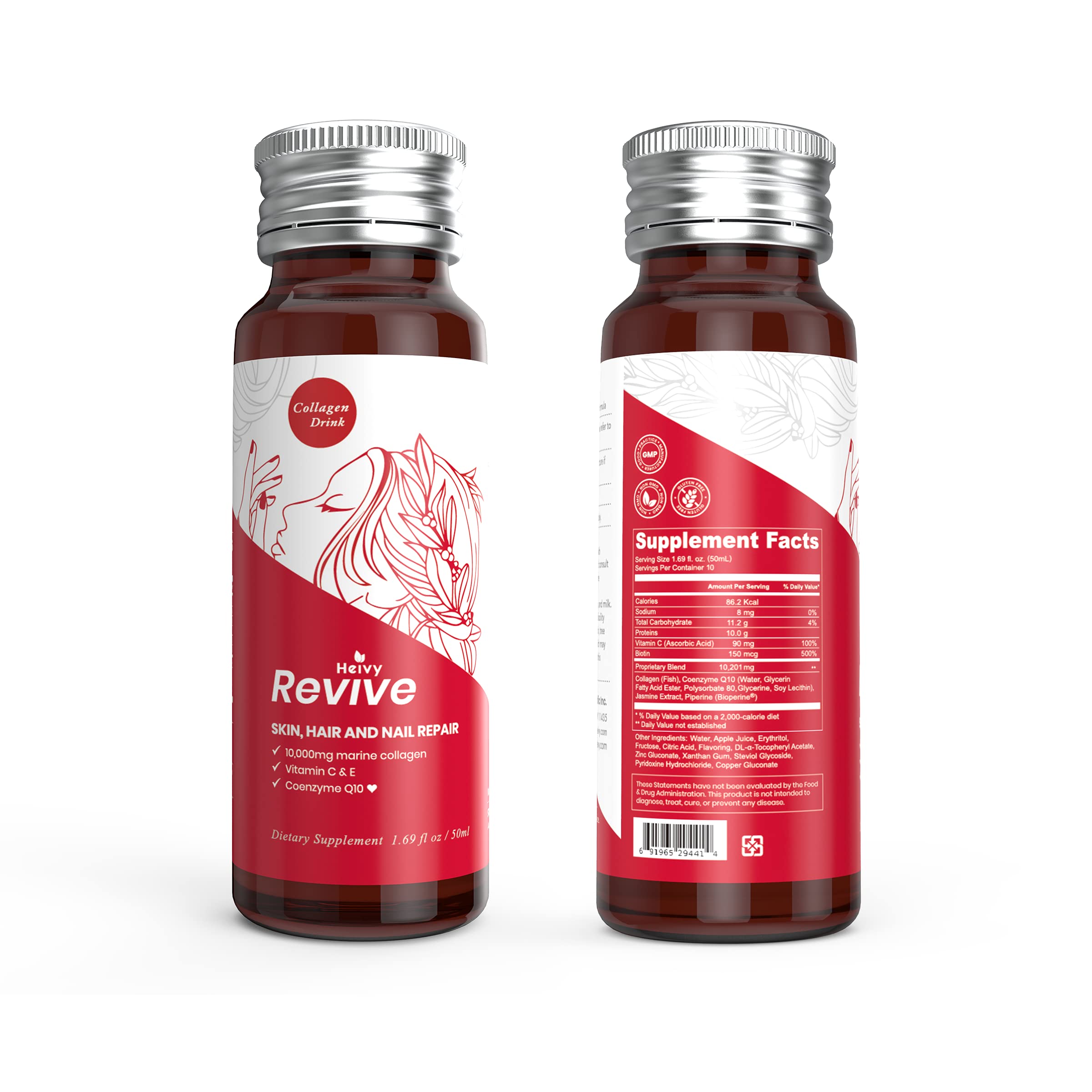 Heivy Marine Collagen Liquid Supplement with vitamins and plant extracts