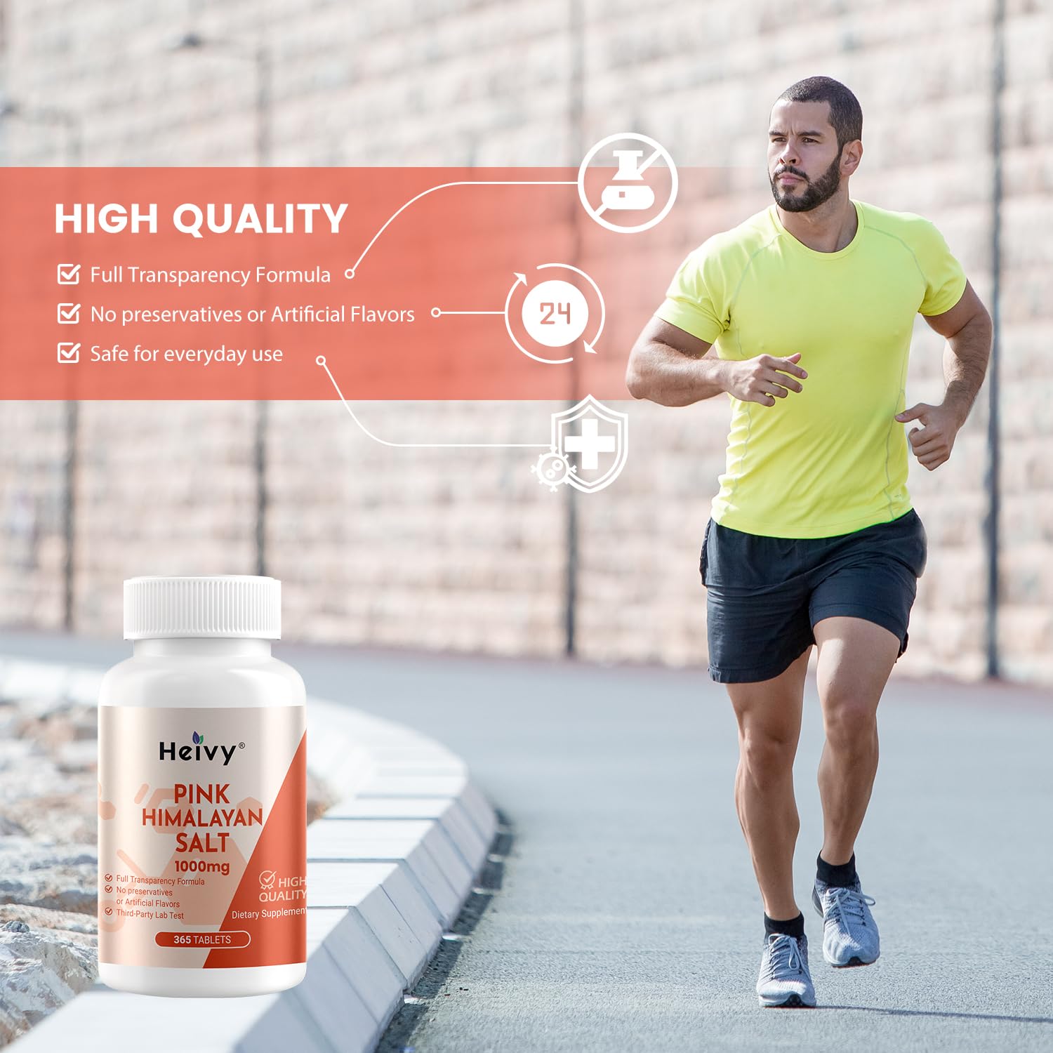Heivy Pink Himalayan Salt Tablets with measuring scoop