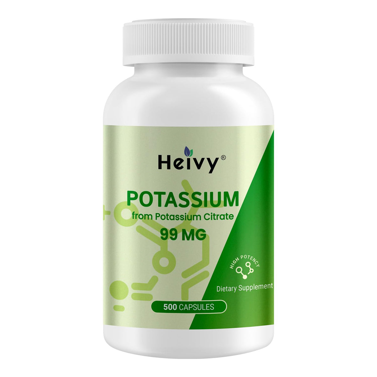 Heivy Potassium Citrate Capsules 500 count bottle front view