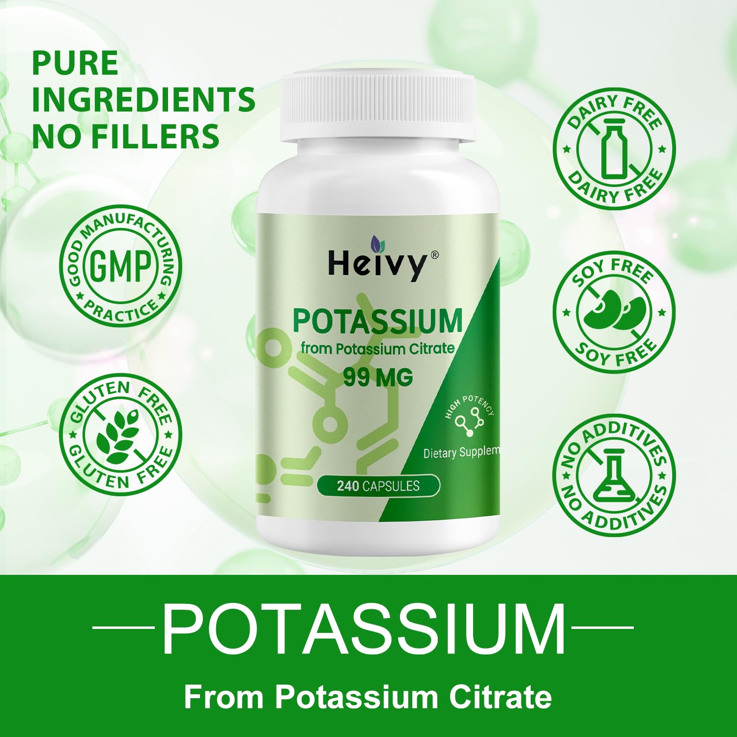 Heivy Potassium Citrate Capsules with a measuring spoon