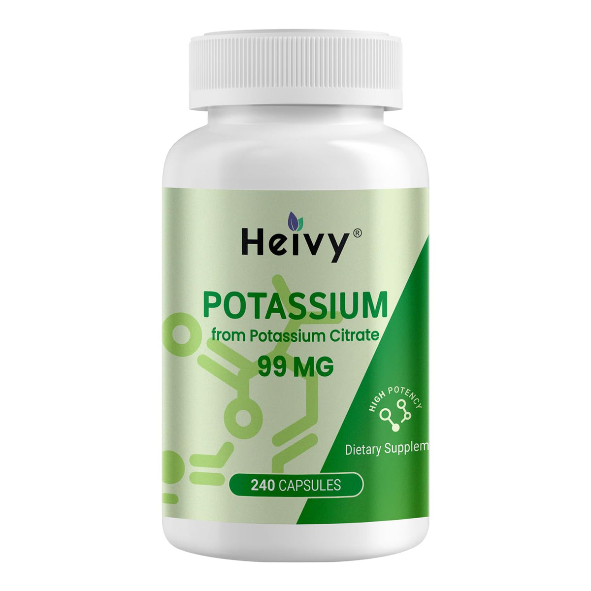 Heivy Potassium Citrate Supplement 240 capsules front view