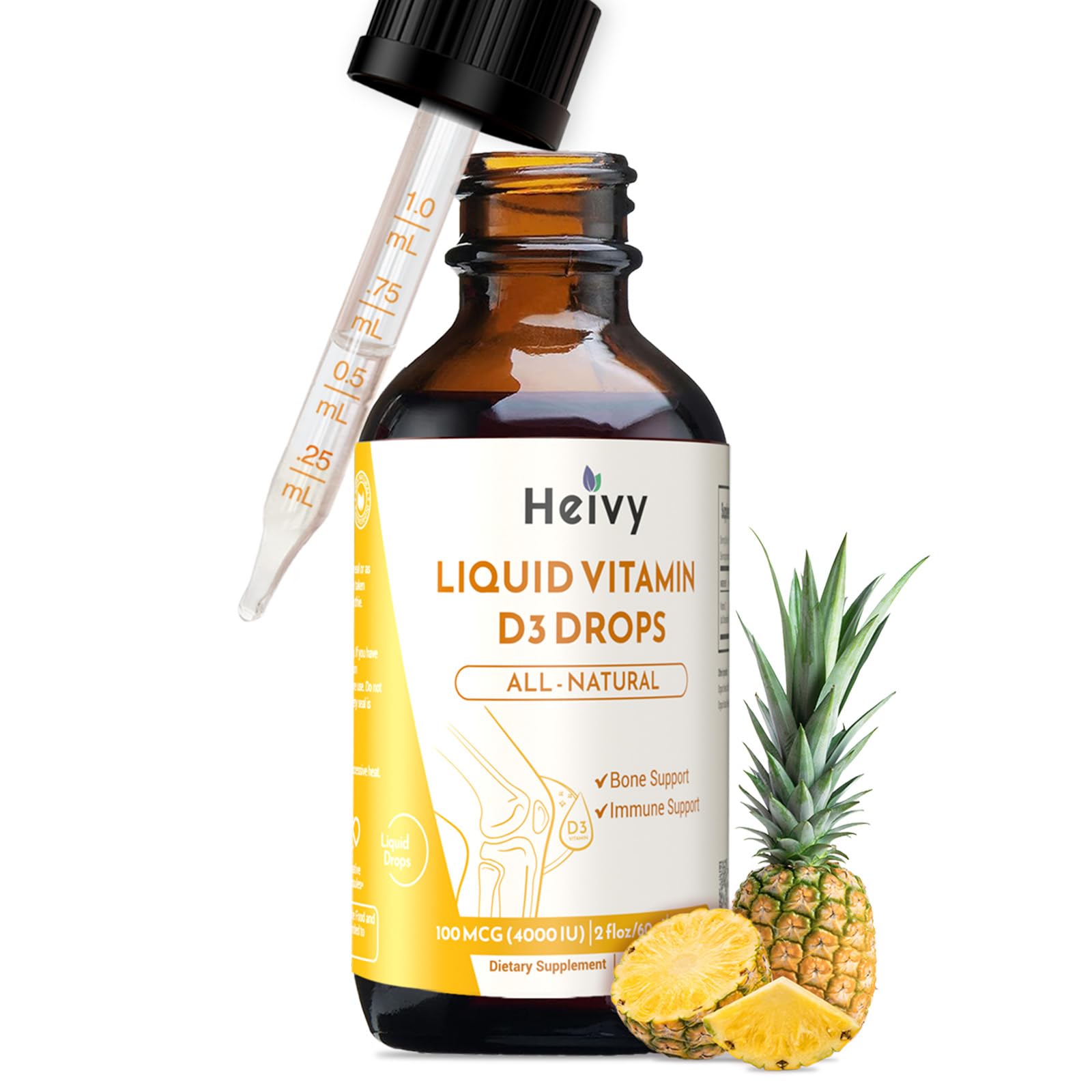 Heivy Vitamin D3 Liquid Drops 100mcg with natural ingredients