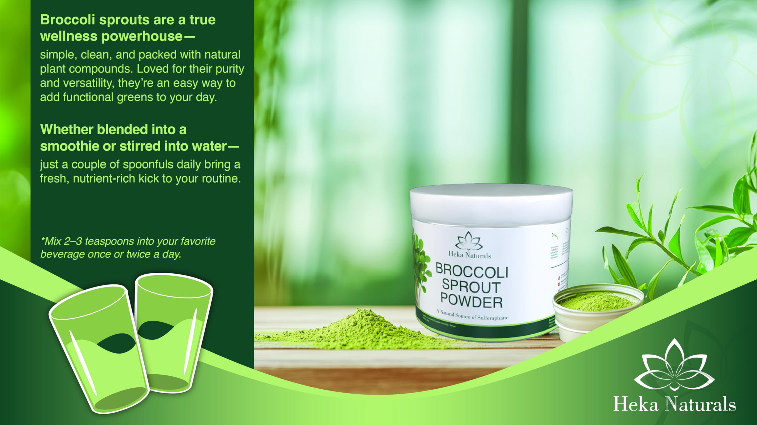 Heka Naturals Organic Broccoli Sprout Powder in a smoothie