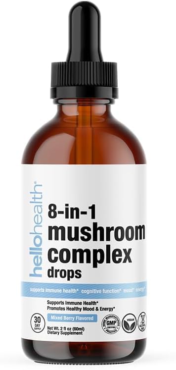HELLO HEALTH 8-in-1 Mushroom Blend Liquid Drops front view