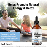 HELLO HEALTH 8-in-1 Mushroom Blend Liquid Drops label close-up