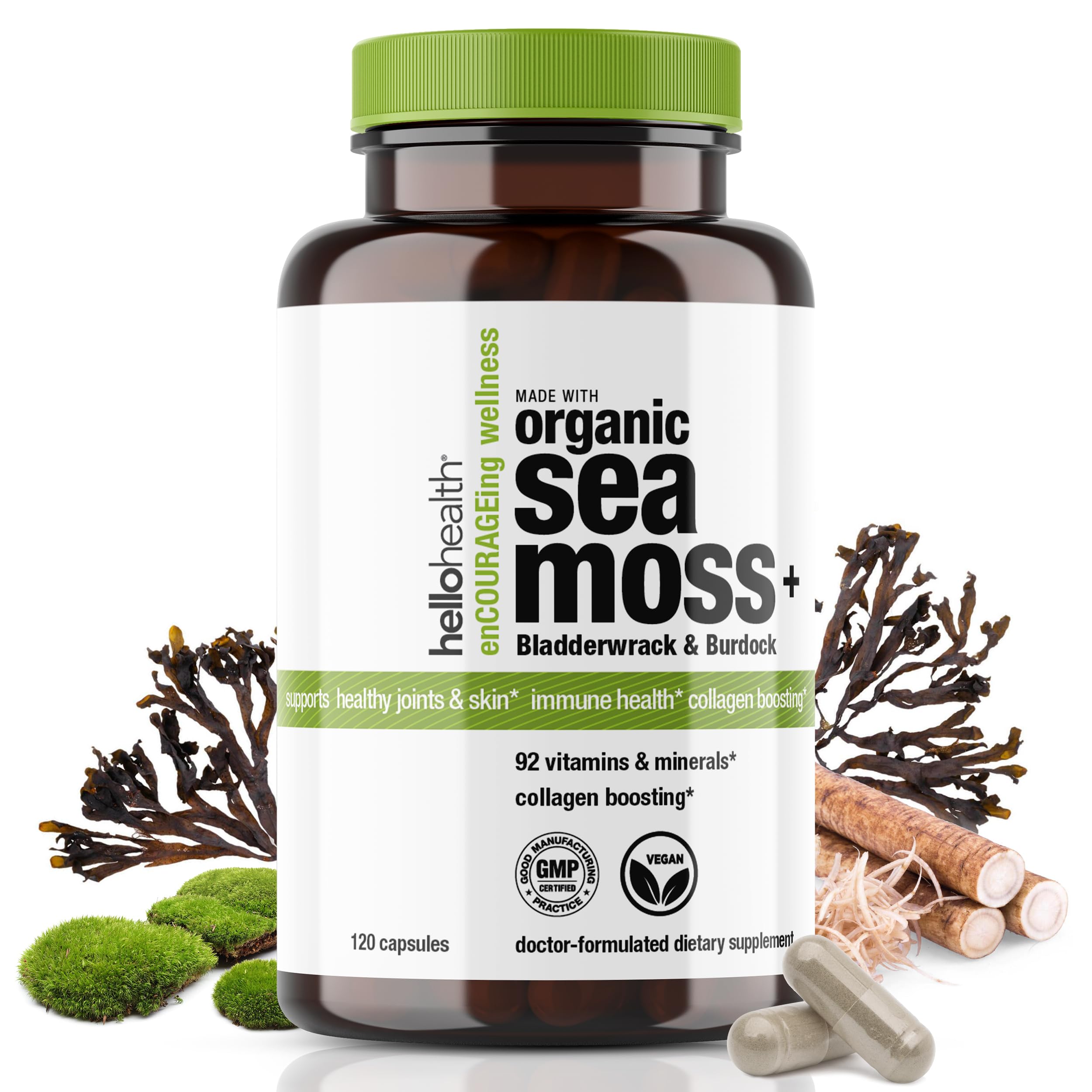 HELLO HEALTH Organic Sea Moss Capsules front view