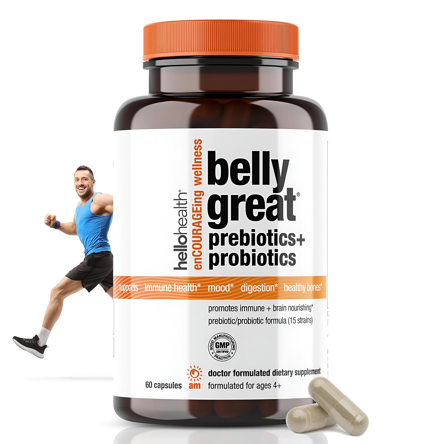 HELLO HEALTH Probiotic Capsules front view with packaging