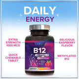Hello Lovely! B12 Vitamin Chewables with fresh raspberries