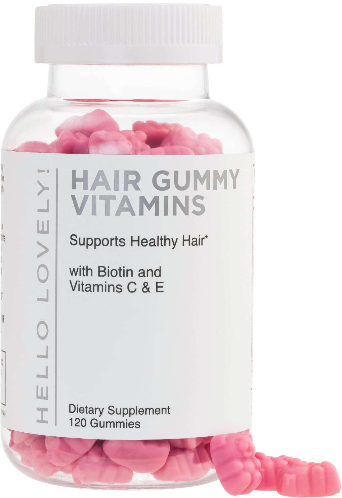 Hello Lovely! Biotin Gummies bottle front view with berry flavour
