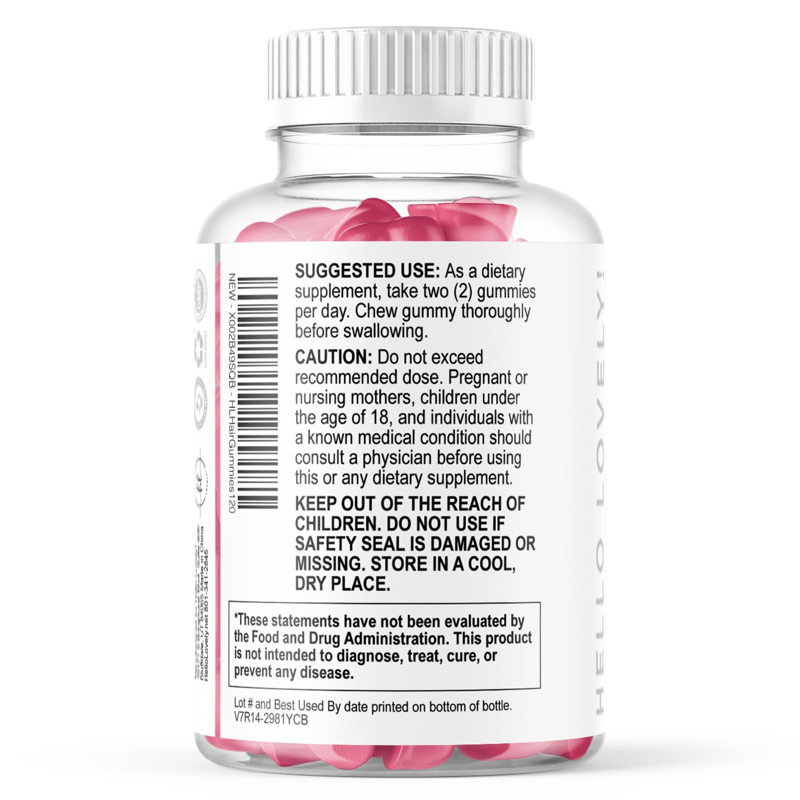 Hello Lovely! Biotin Gummies displayed with beauty products