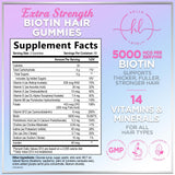 Hello Lovely! Biotin Gummies showing serving size and texture
