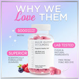 Hello Lovely! Biotin Gummies with fresh berries and a glass of water