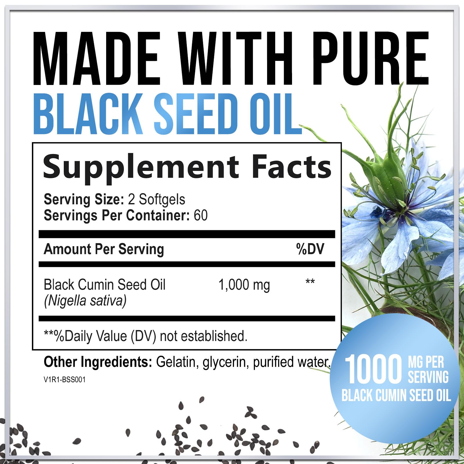 Hello Lovely! Black Seed Oil Capsules 1000mg back view