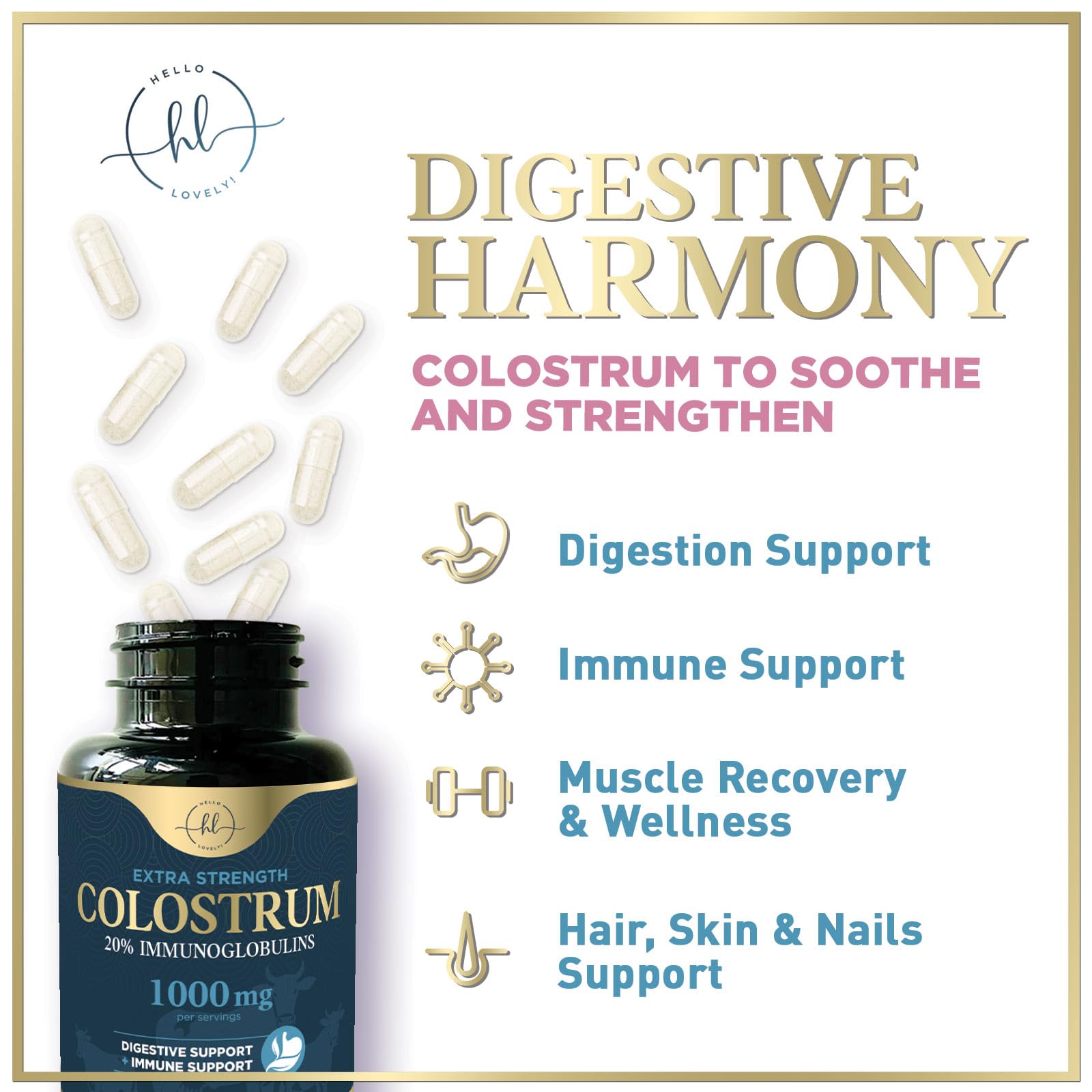 Hello Lovely! Colostrum Capsules with ingredients list