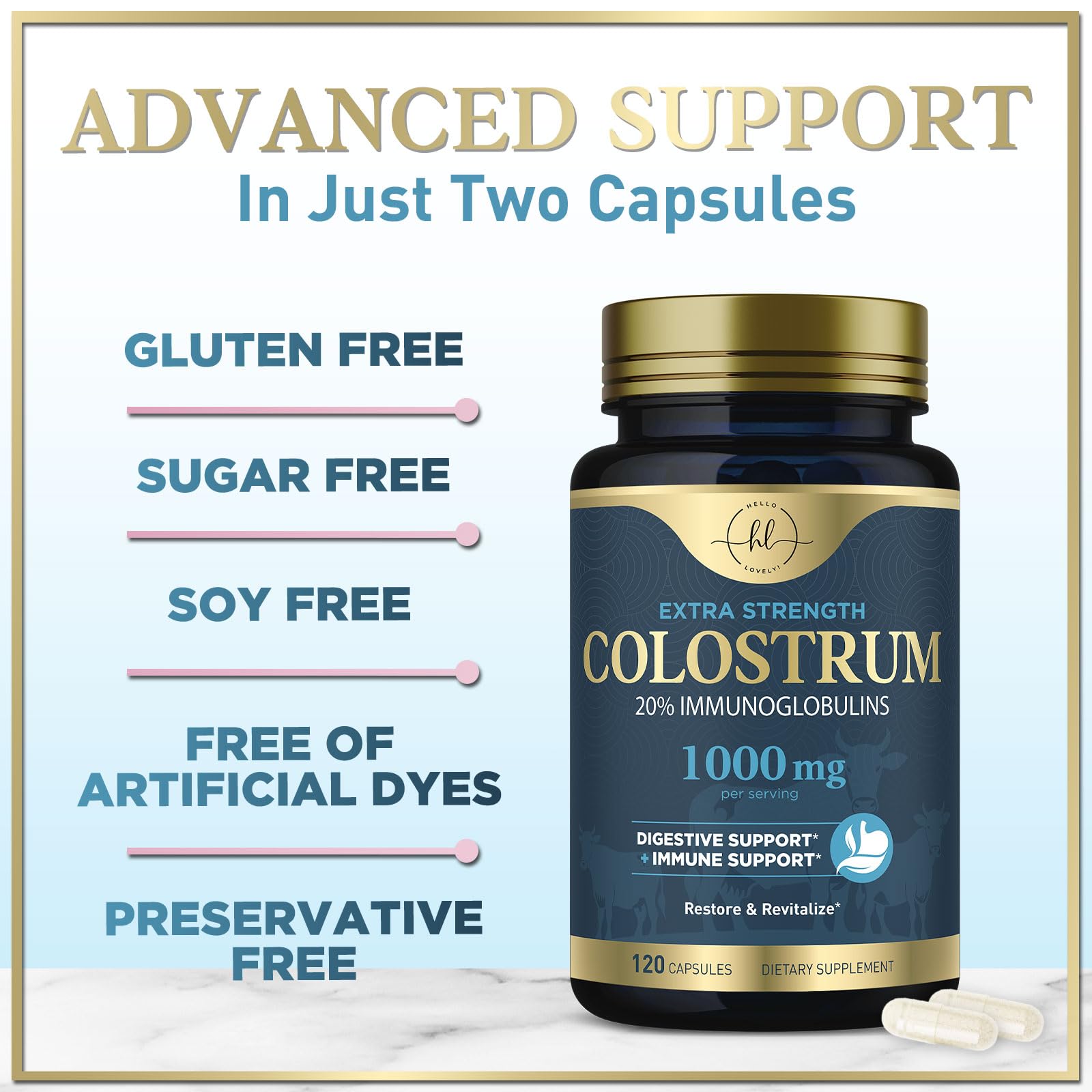 Hello Lovely! Colostrum Supplement with measuring spoon