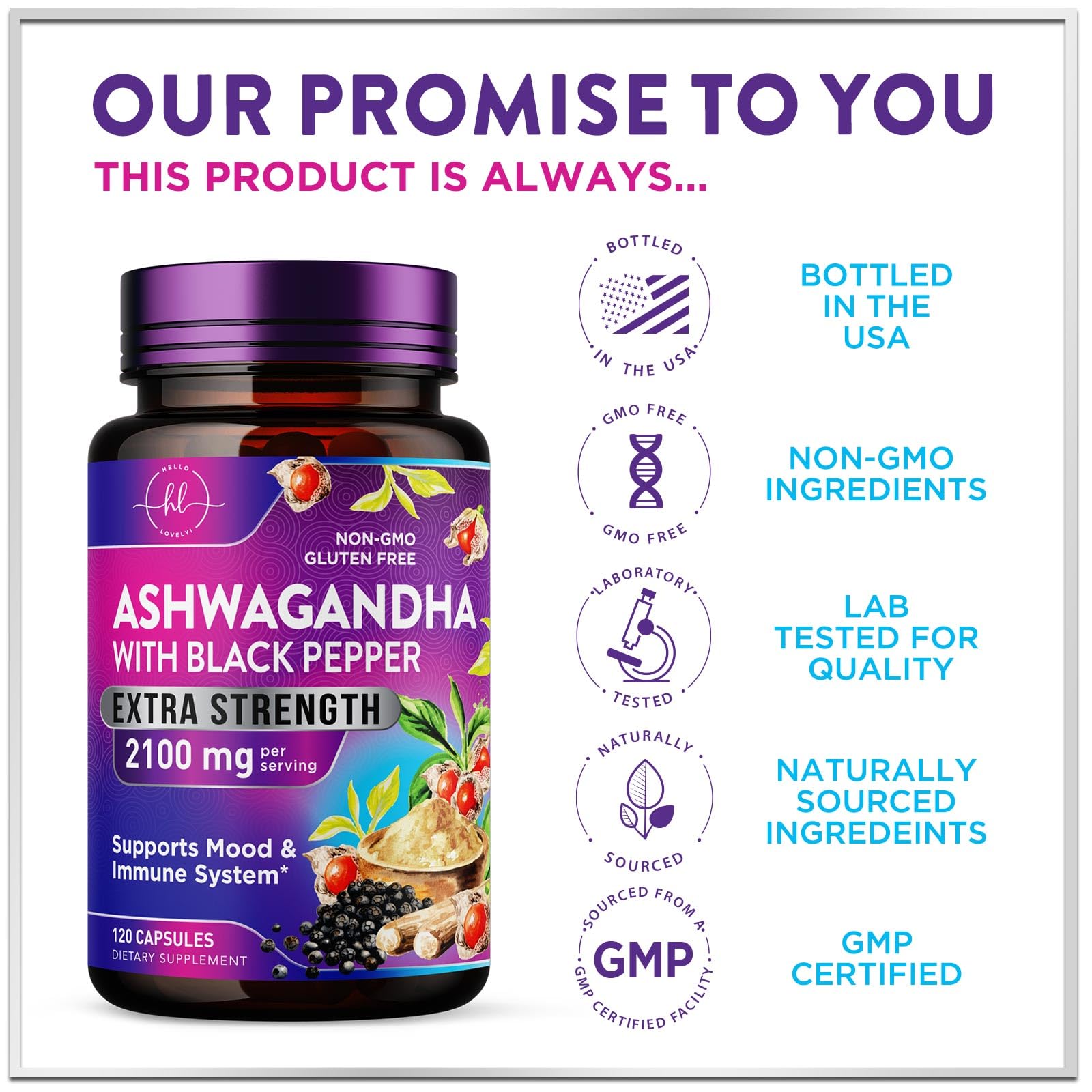 Hello Lovely! Extra Strength Ashwagandha Capsules ingredients list