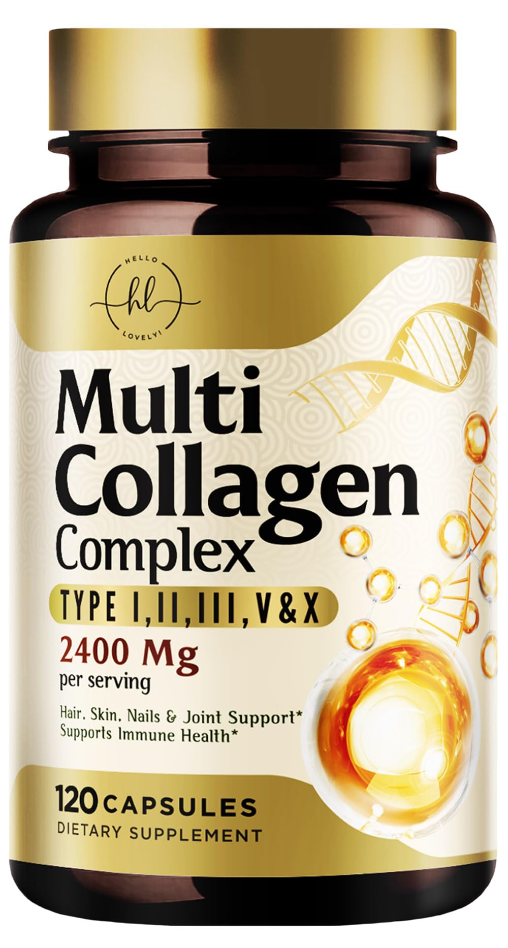 Hello Lovely! Multi Collagen Complex Capsules bottle front view