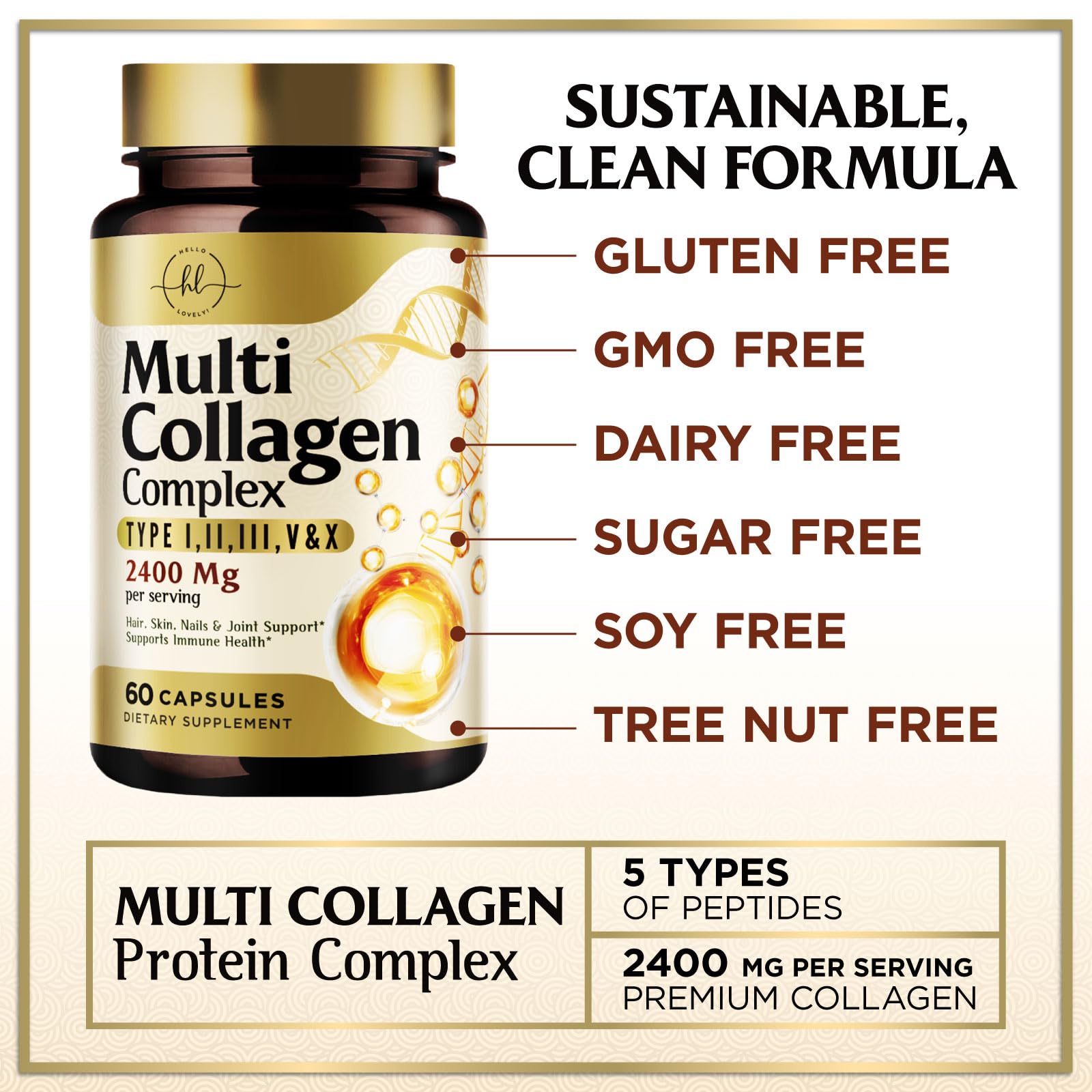 Hello Lovely! Multi Collagen Complex Capsules in a health setting