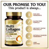 Hello Lovely! Multi Collagen Complex Capsules on a wooden table