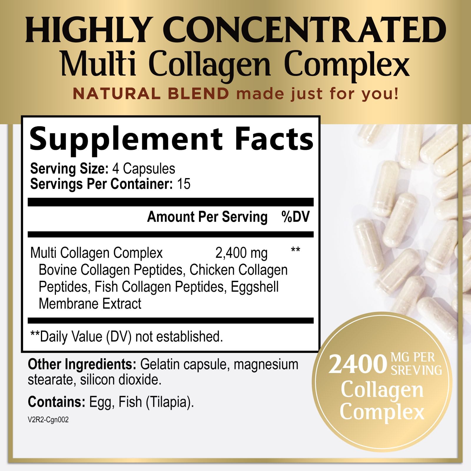 Hello Lovely! Multi Collagen Complex Capsules side view