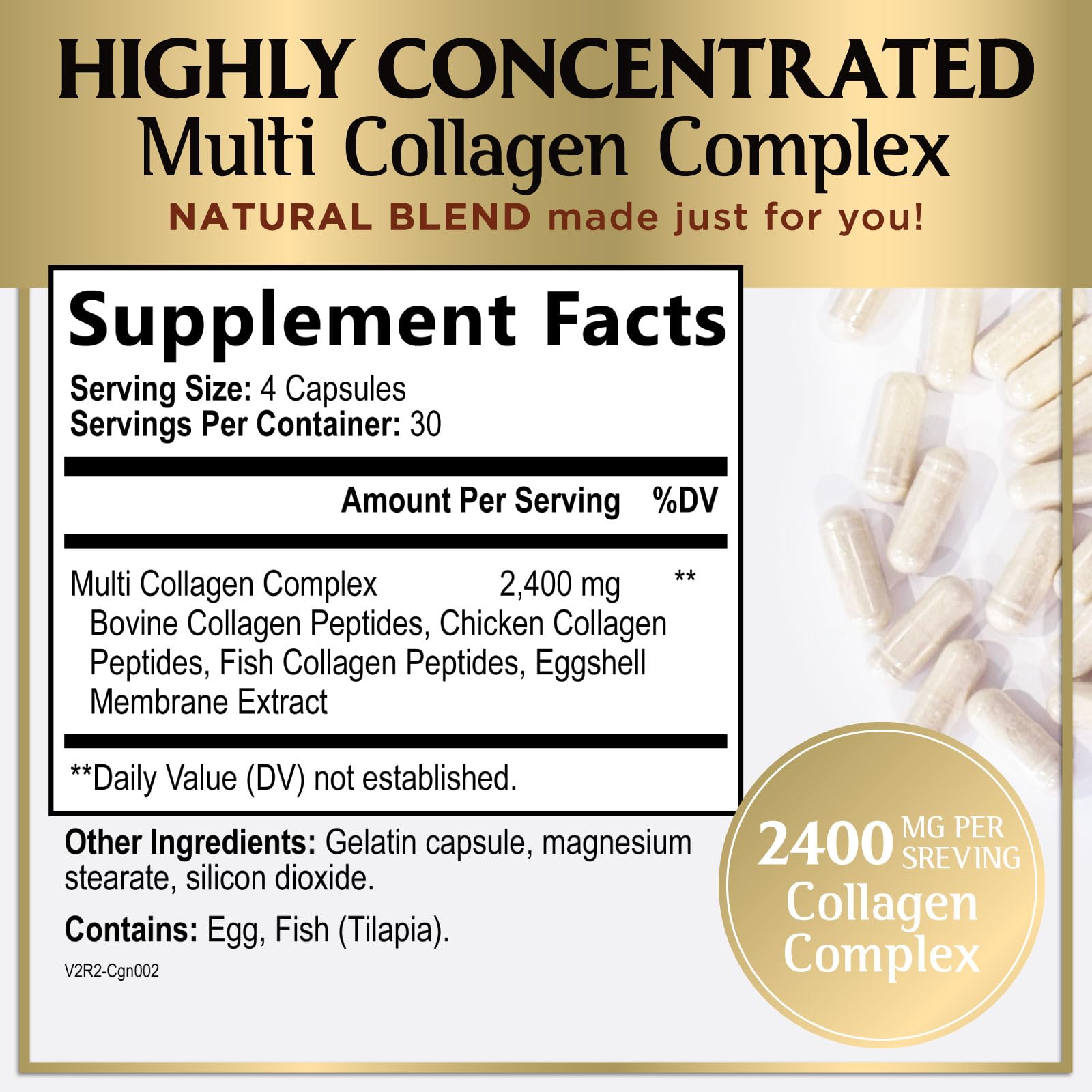 Hello Lovely! Multi Collagen Complex Capsules side view