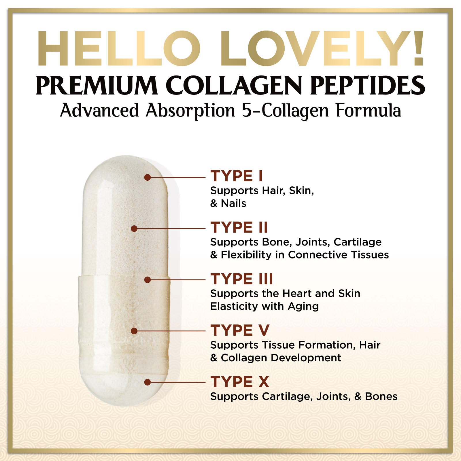 Hello Lovely! Multi Collagen Complex Capsules with ingredients list