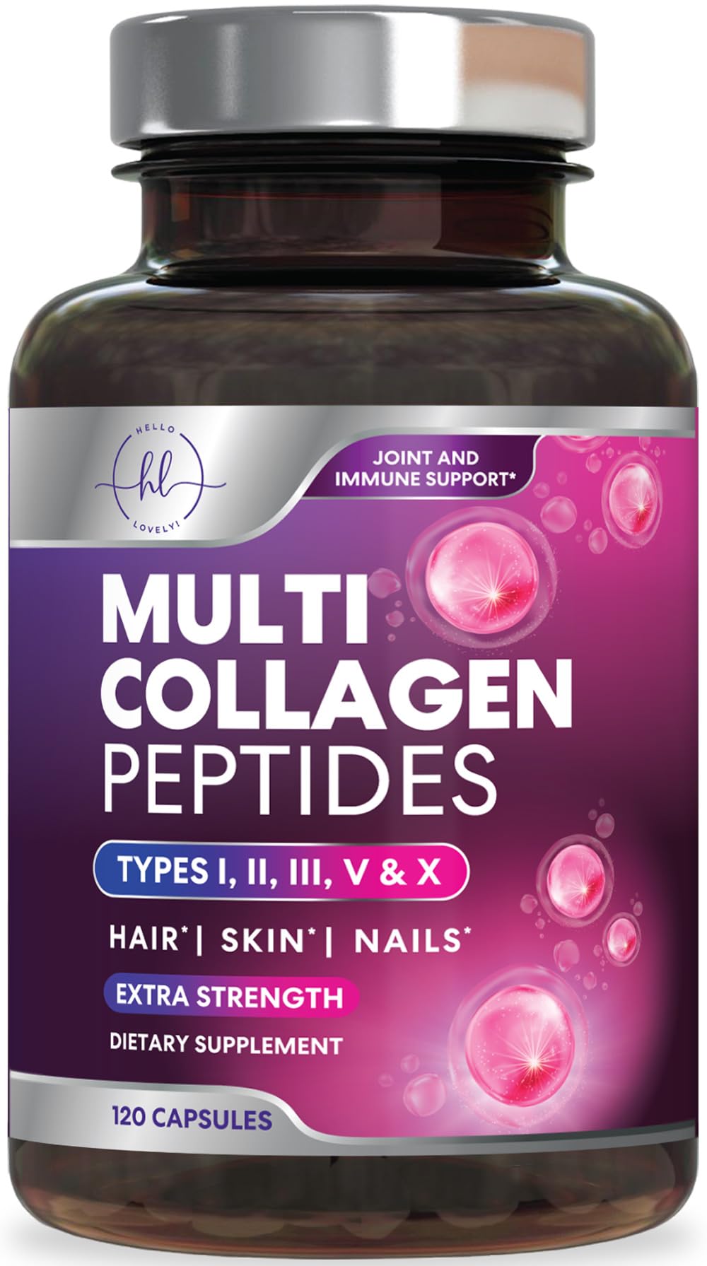 Hello Lovely! Multi Collagen Peptides Capsules 90 Count front view