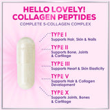 Hello Lovely! Multi Collagen Peptides Capsules open bottle showing capsules