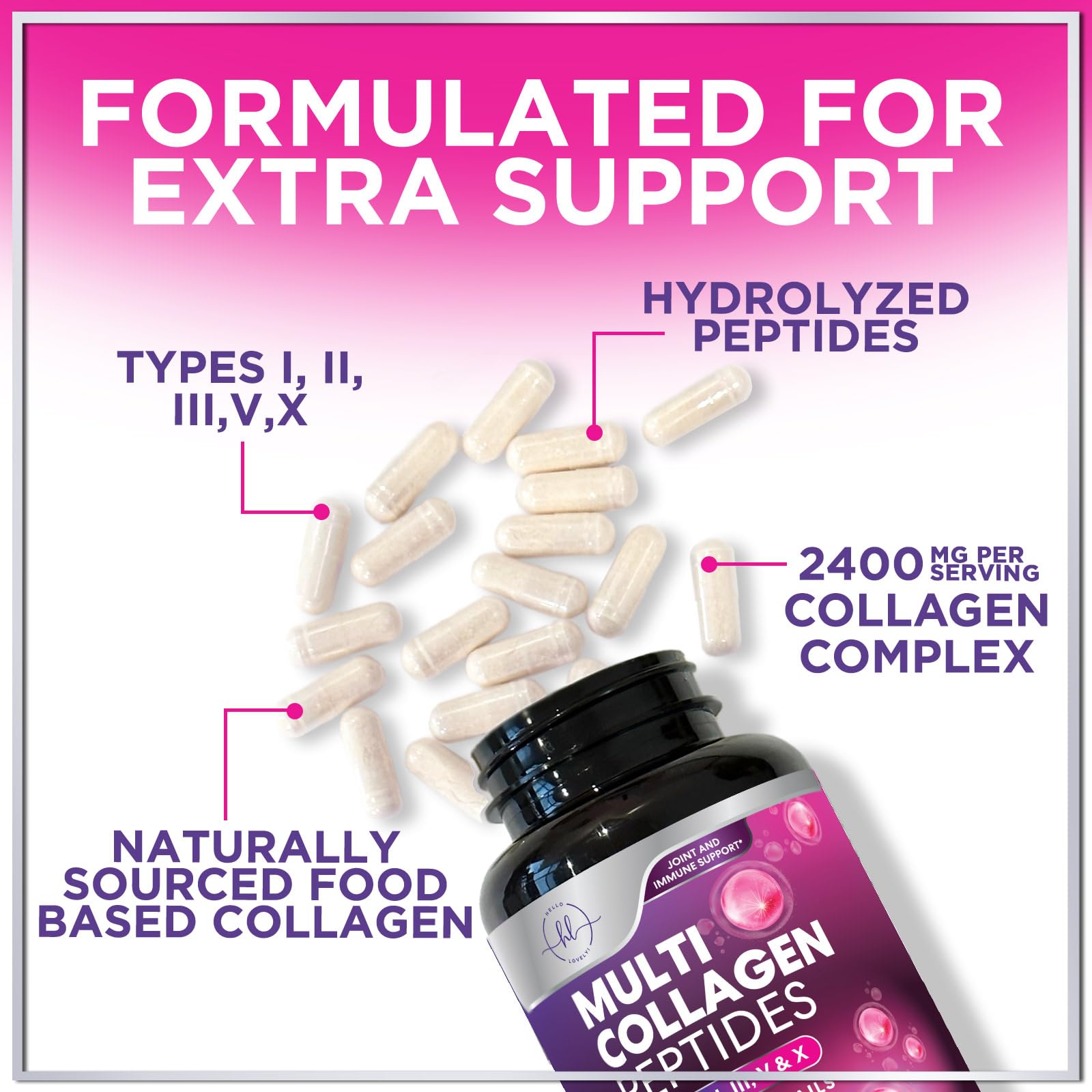 Hello Lovely! Multi Collagen Peptides Capsules packaging details