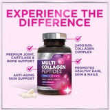 Hello Lovely! Multi Collagen Peptides Capsules with a glass of water