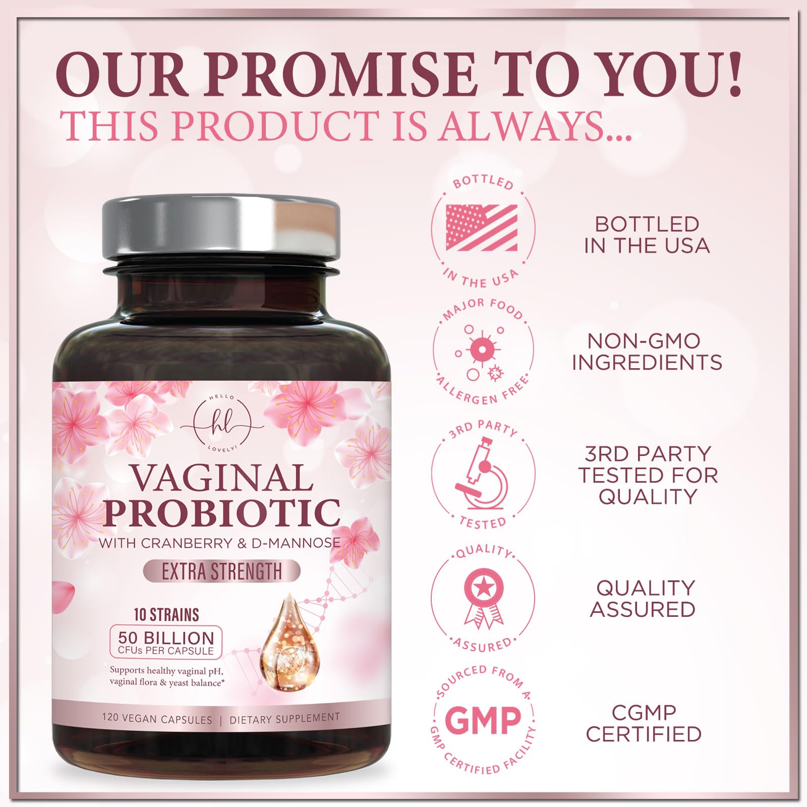 Hello Lovely! Probiotic Capsules on a wooden table