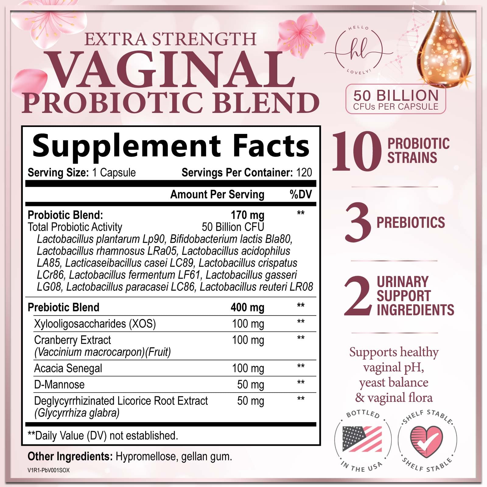 Hello Lovely! Probiotic Capsules side view with label
