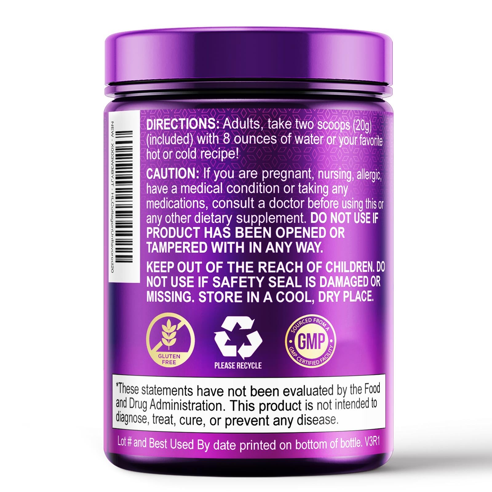 Hello Lovely! Unflavoured Collagen Peptides Powder nutrition facts