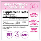 Hello Lovely! Vitamin E Softgels 180mg bottle side view