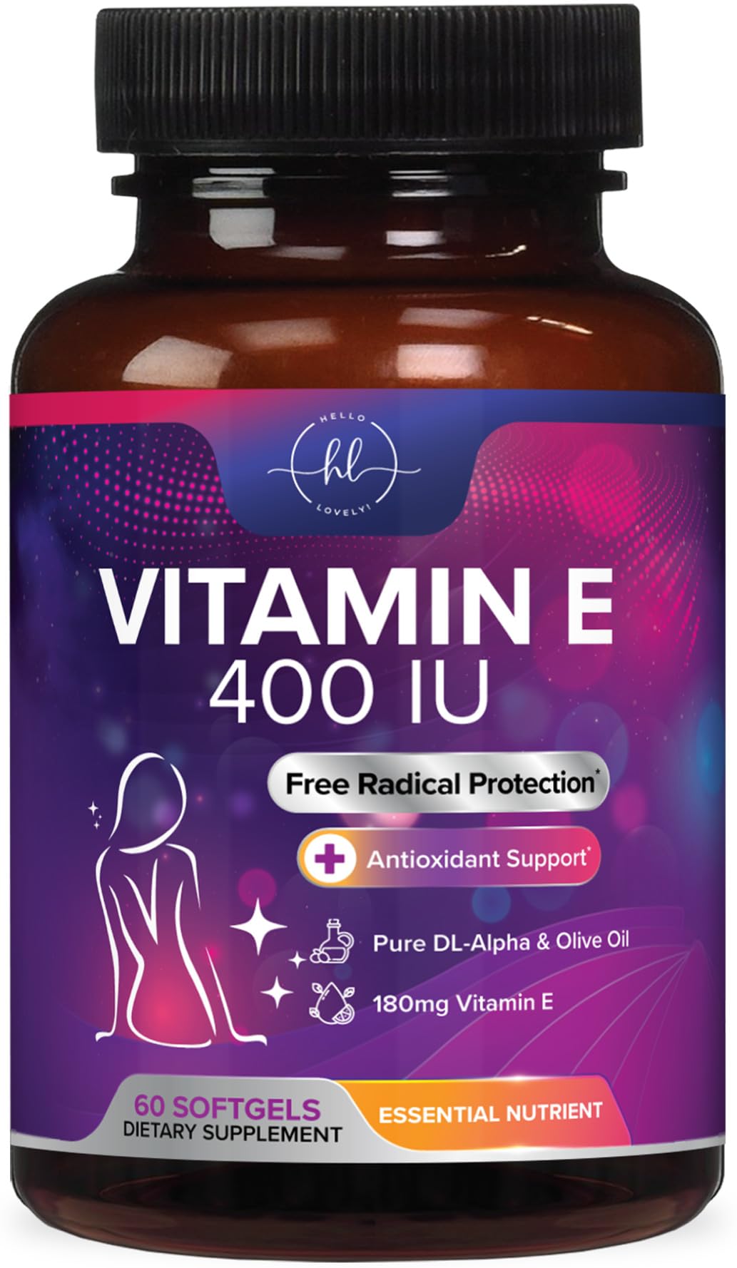 Hello Lovely! Vitamin E Softgels 180mg front view