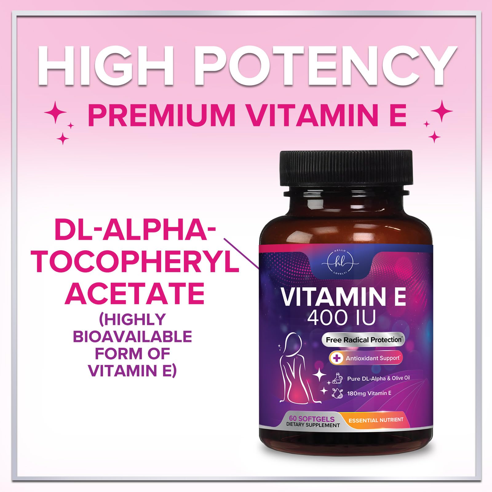 Hello Lovely! Vitamin E Softgels 180mg packaging details