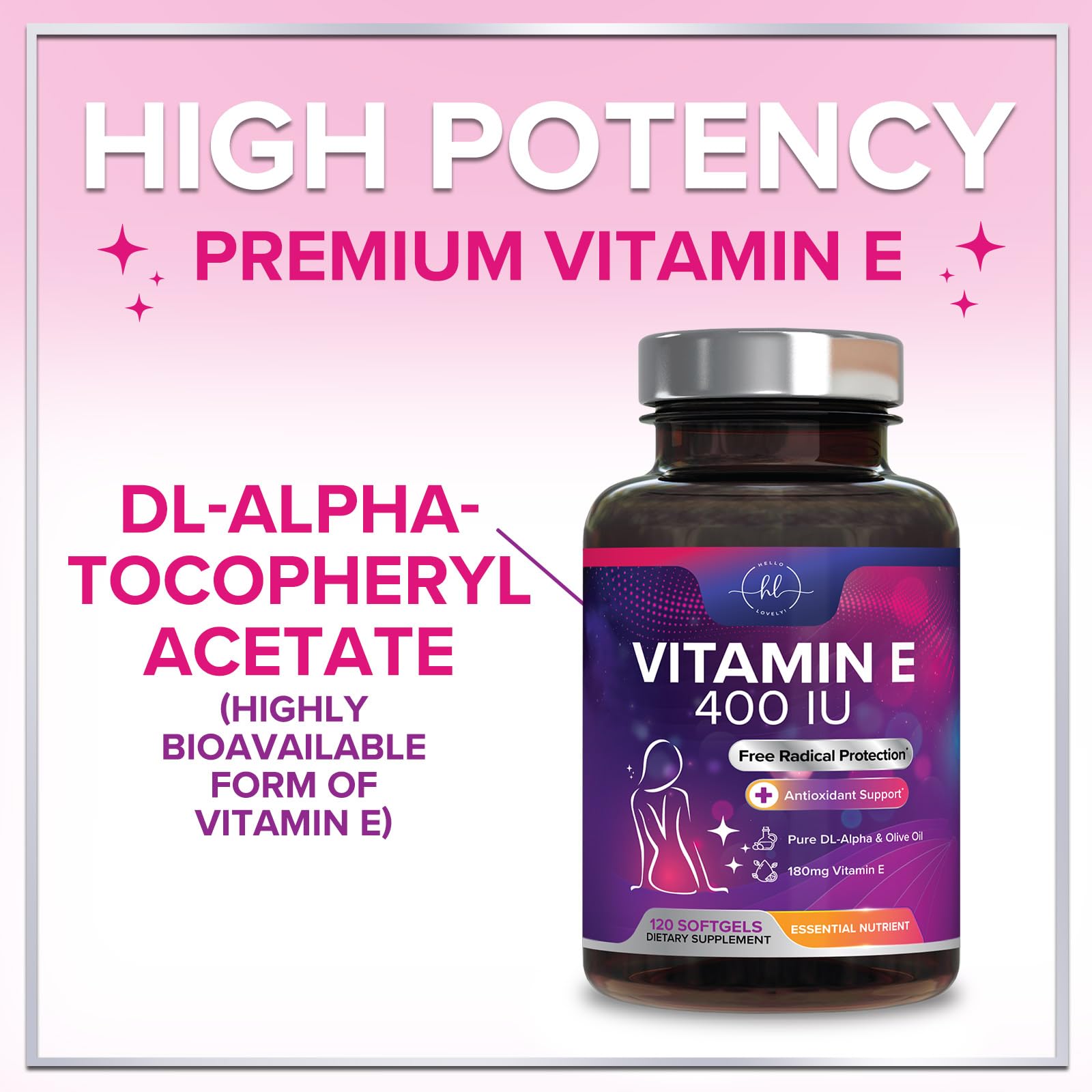 Hello Lovely! Vitamin E Softgels 180mg softgel in hand